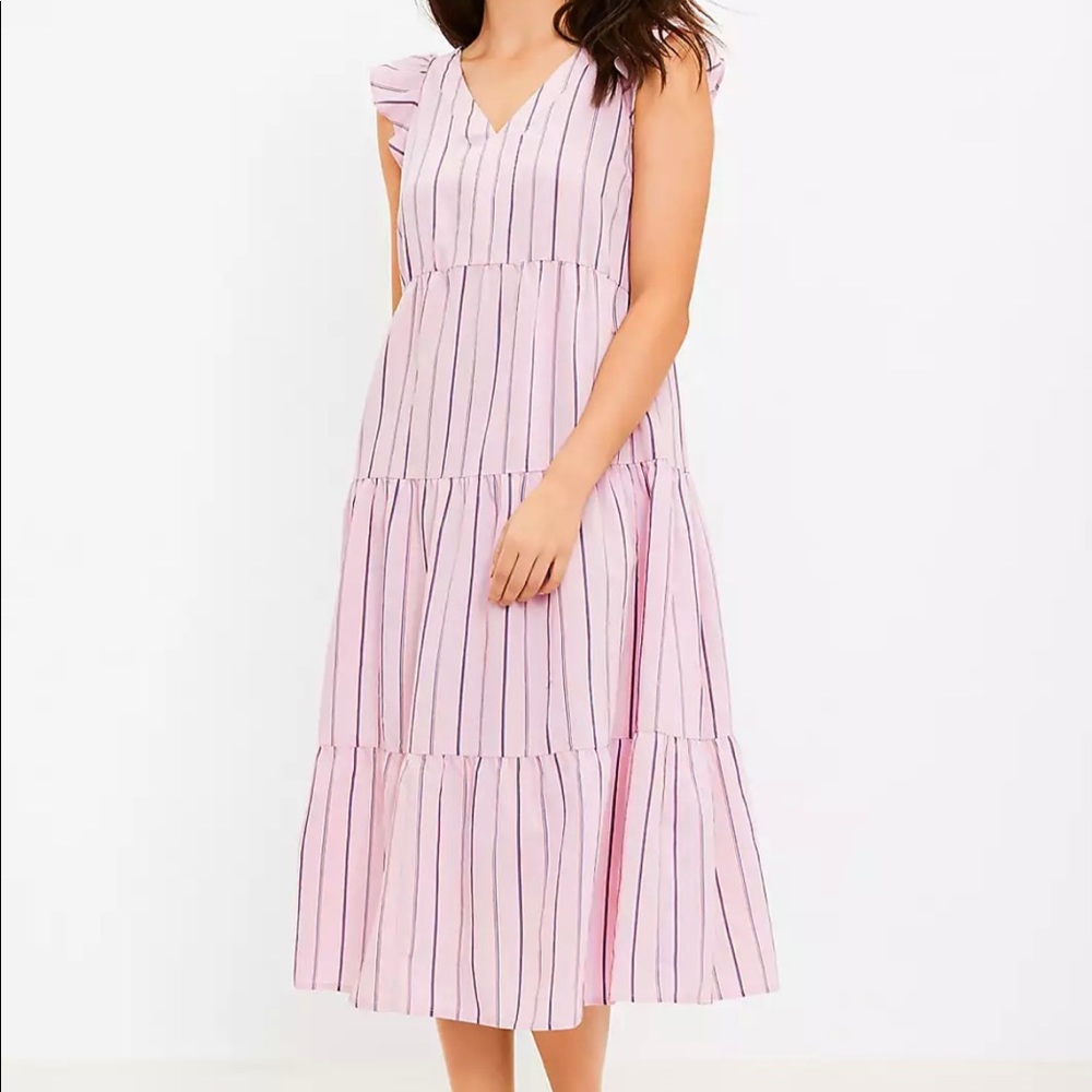 LOFT pink flutter sleeve dress